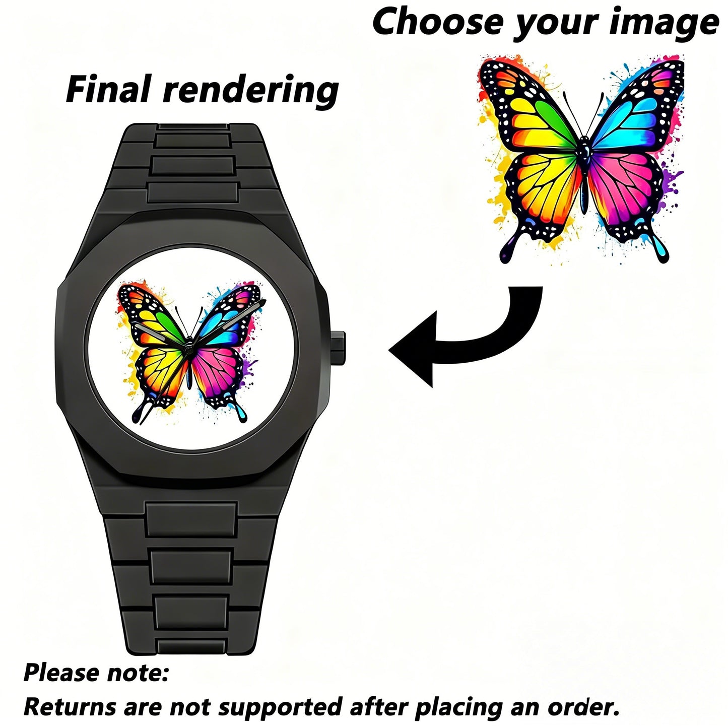 Personalized Custom Dial Watch, Custom Photo Text Watch Face Wrist Watch Unique Sentimental Gift for Men Women