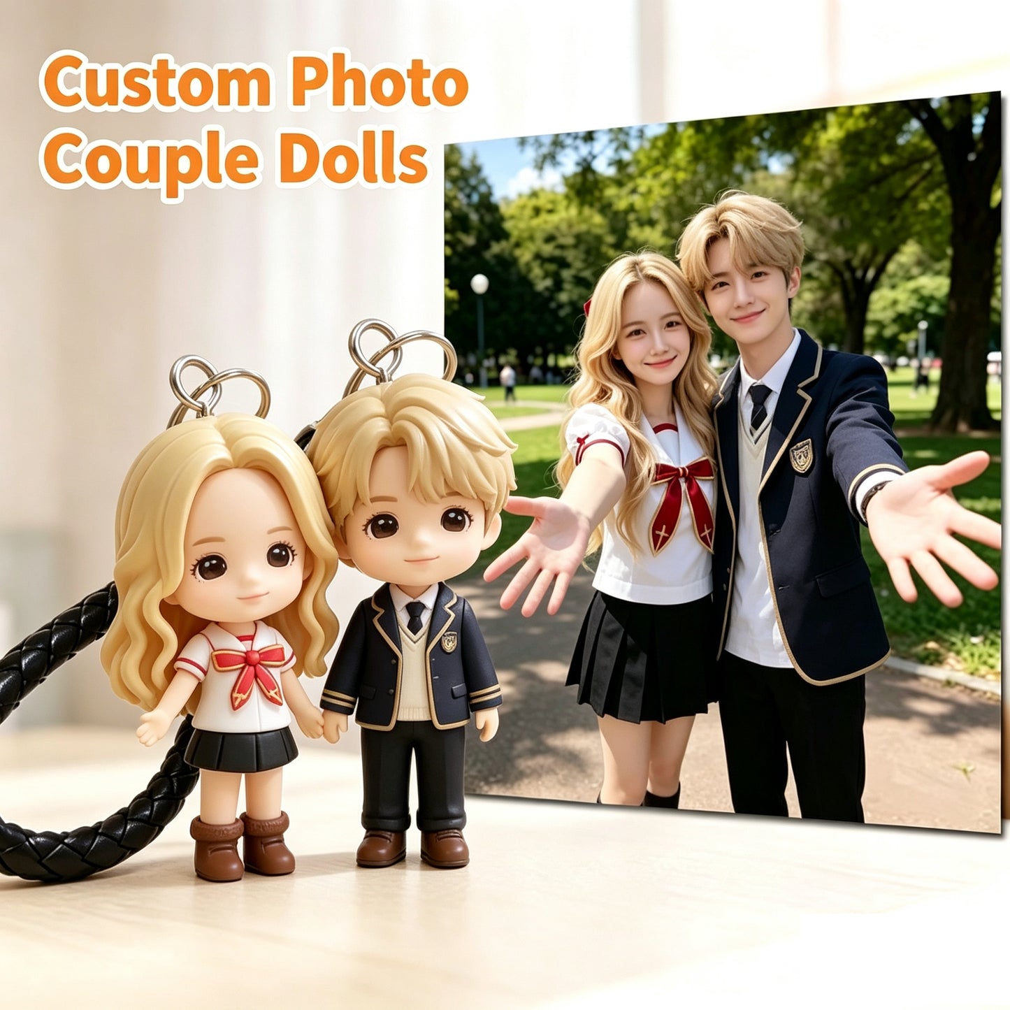 Custom Photo Handmade Q Version Doll Keychain, Personalized DIY Figurine Charm, Unique Birthday & Anniversary Gift for Boyfriend, Girlfriend & Couples