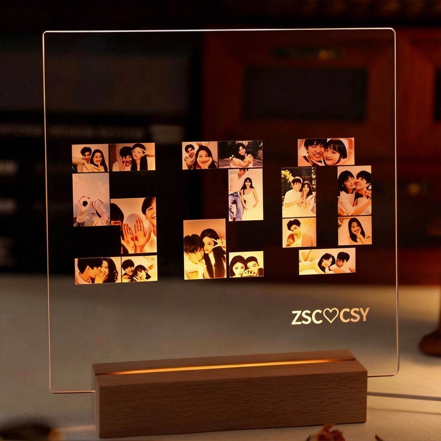 Personalized Couple Photo Acrylic Night Light | Custom LED Lamp with Wooden Base | Anniversary Birthday Gift for Girlfriend Bestie | Bedroom Decor Keepsake
