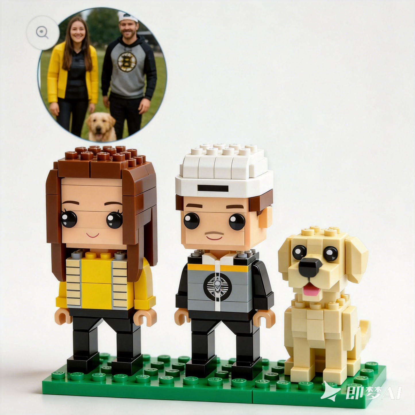 Custom Pet Photo Gifts – Personalized Mini Figures of Couple with Pet