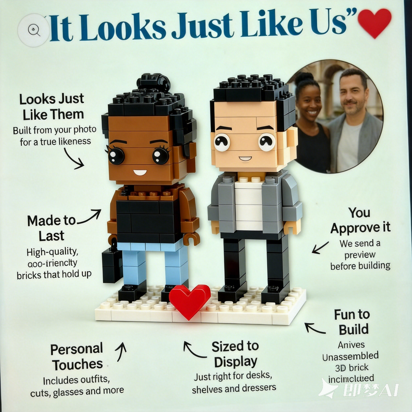 Custom Pet Photo Gifts – Personalized Mini Figures of Couple with Pet