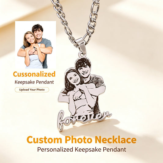 Custom Photo Couple Figurine Necklace, Personalized 3D Doll Pendant, Unique Handmade Memorial Gift for Women, Men, Couples