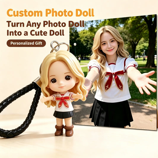 Custom Photo Handmade Q Version Doll Keychain, Personalized DIY Figurine Charm, Unique Birthday & Anniversary Gift for Boyfriend, Girlfriend & Couples