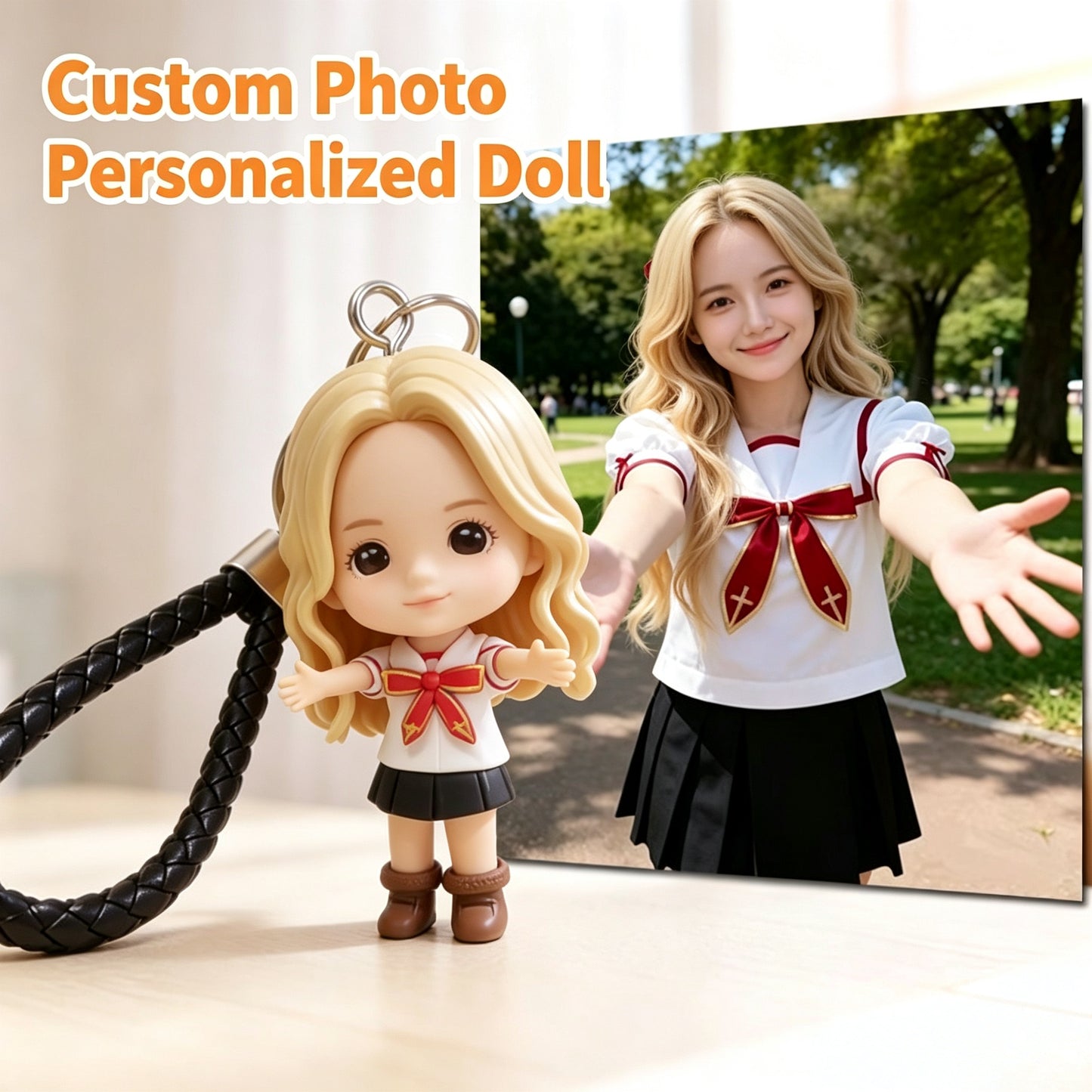 Custom Photo Handmade Q Version Doll Keychain, Personalized DIY Figurine Charm, Unique Birthday & Anniversary Gift for Boyfriend, Girlfriend & Couples