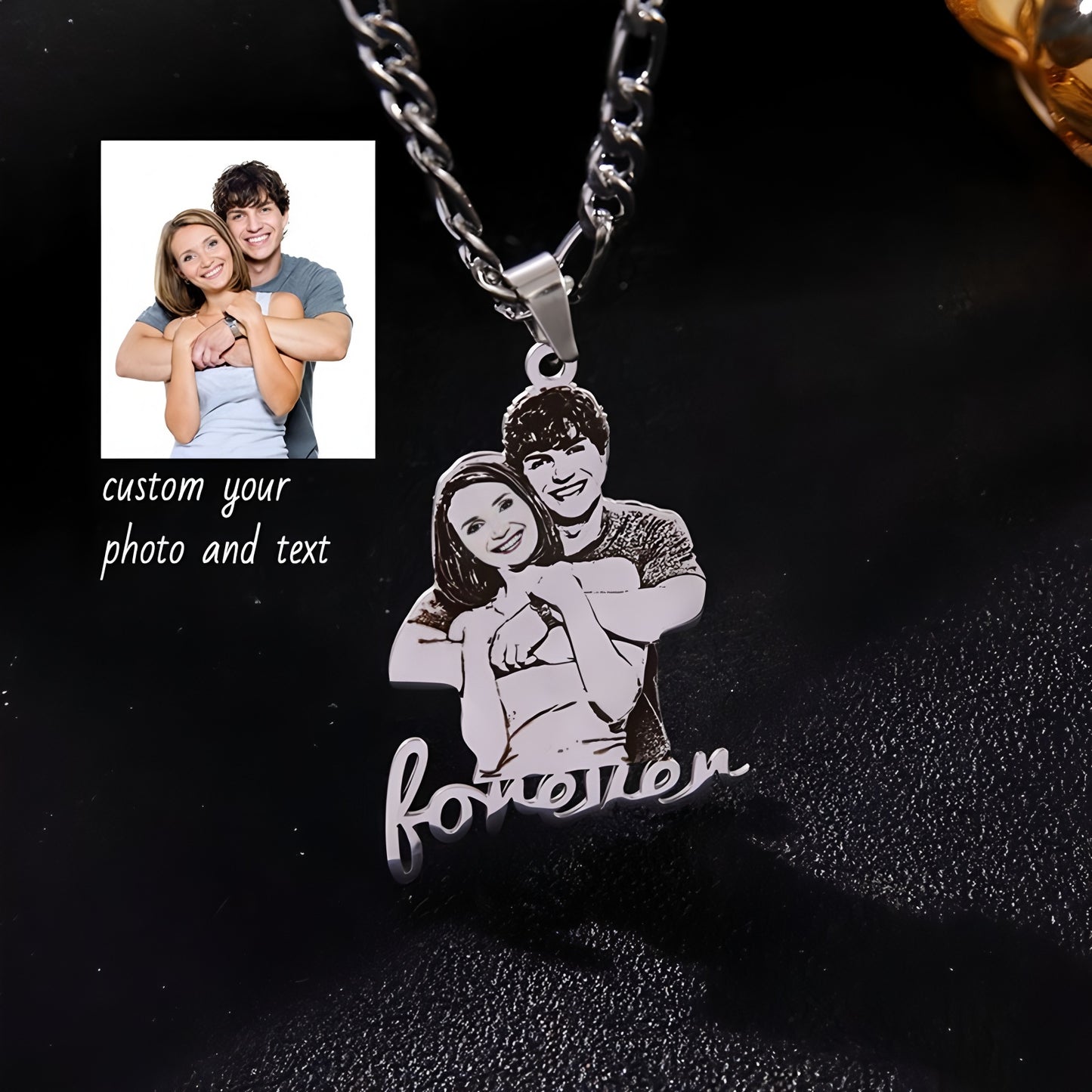 Custom Photo Couple Figurine Necklace, Personalized 3D Doll Pendant, Unique Handmade Memorial Gift for Women, Men, Couples