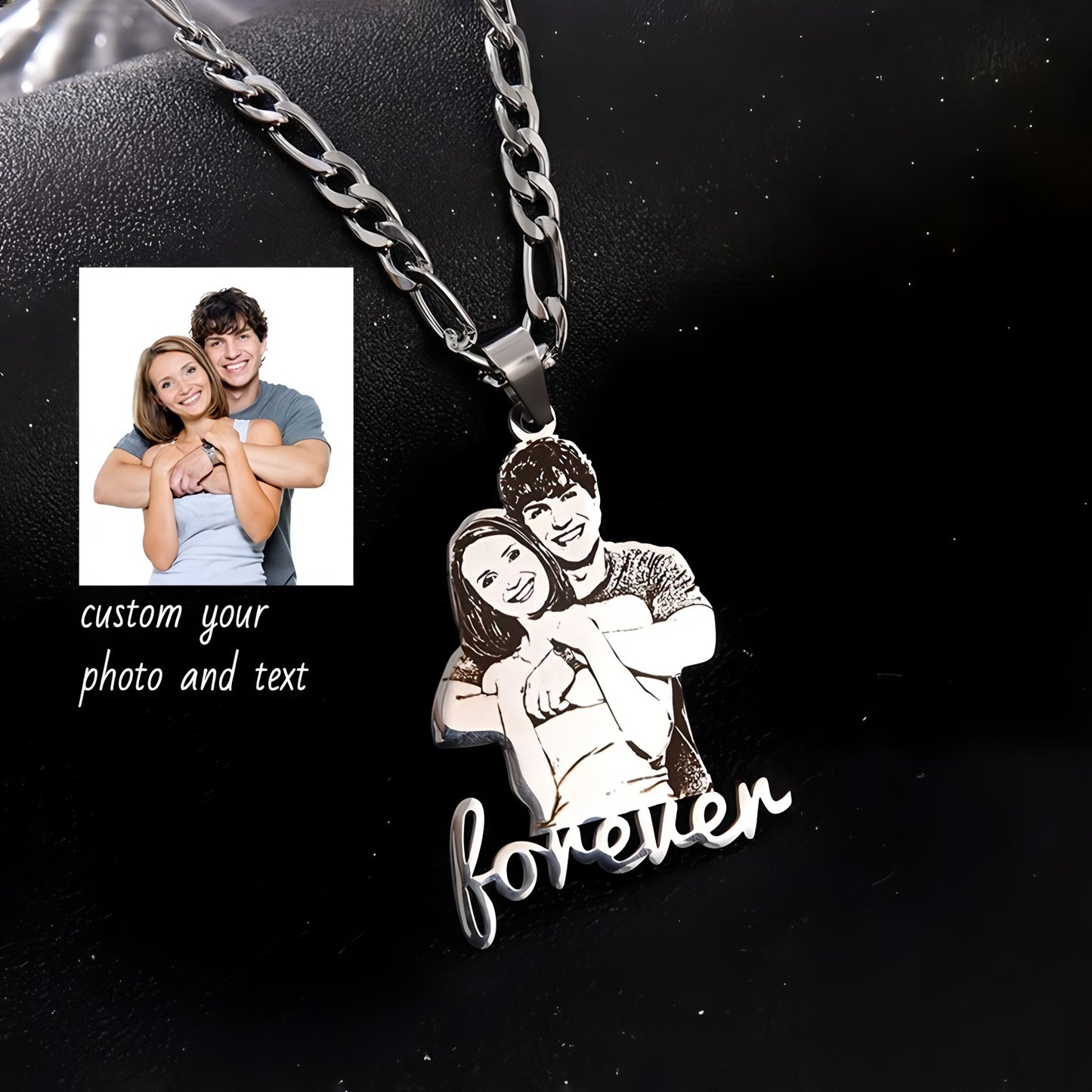 Custom Photo Couple Figurine Necklace, Personalized 3D Doll Pendant, Unique Handmade Memorial Gift for Women, Men, Couples