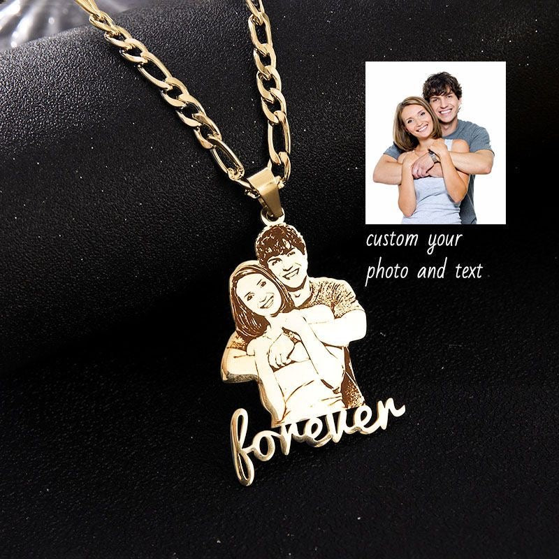 Custom Photo Couple Figurine Necklace, Personalized 3D Doll Pendant, Unique Handmade Memorial Gift for Women, Men, Couples
