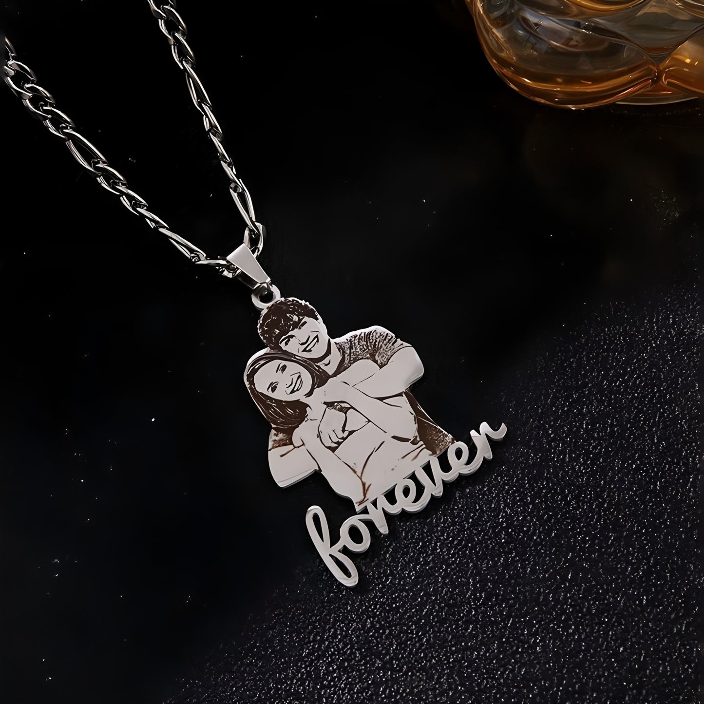 Custom Photo Couple Figurine Necklace, Personalized 3D Doll Pendant, Unique Handmade Memorial Gift for Women, Men, Couples