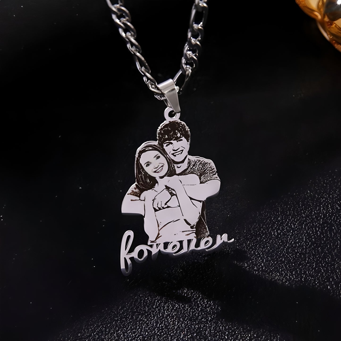 Custom Photo Couple Figurine Necklace, Personalized 3D Doll Pendant, Unique Handmade Memorial Gift for Women, Men, Couples