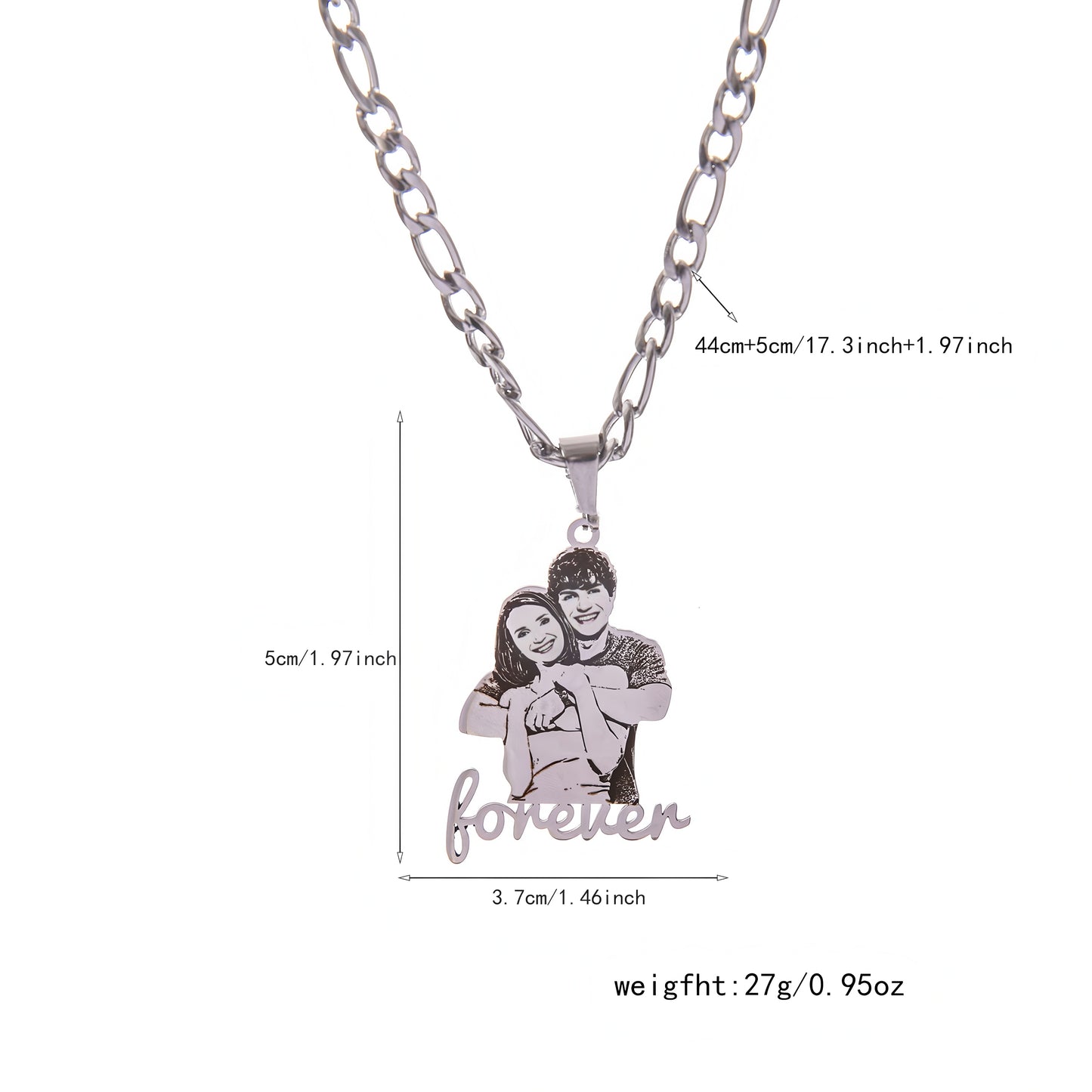 Custom Photo Couple Figurine Necklace, Personalized 3D Doll Pendant, Unique Handmade Memorial Gift for Women, Men, Couples