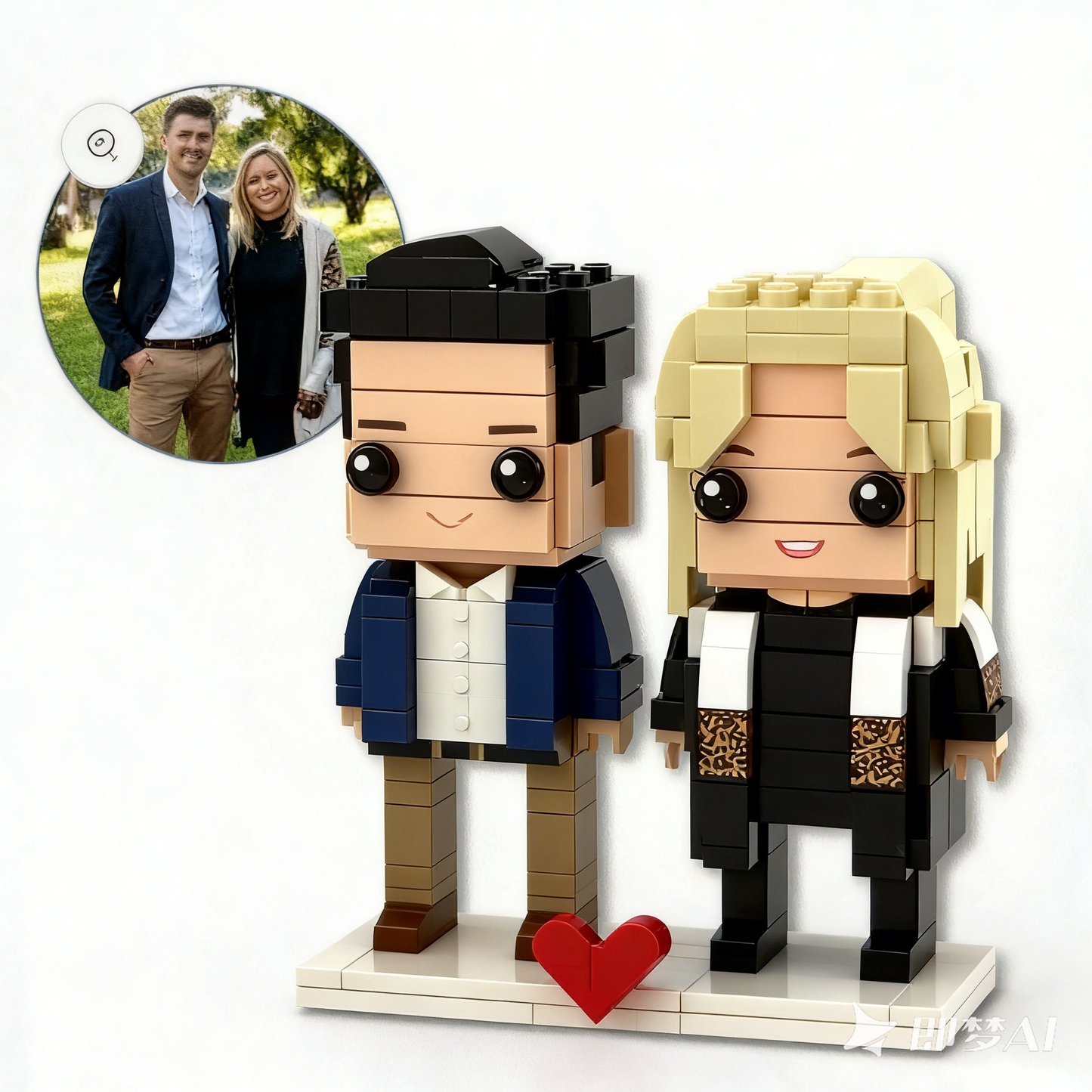 Custom Couple Brick Mini Figures from Your Photo