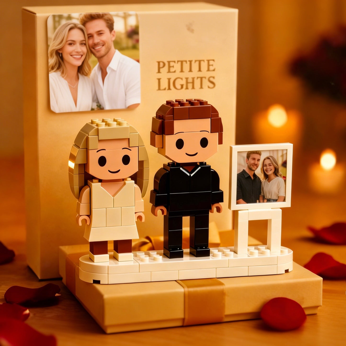 Custom Couple Brick Mini Figures from Your Photo