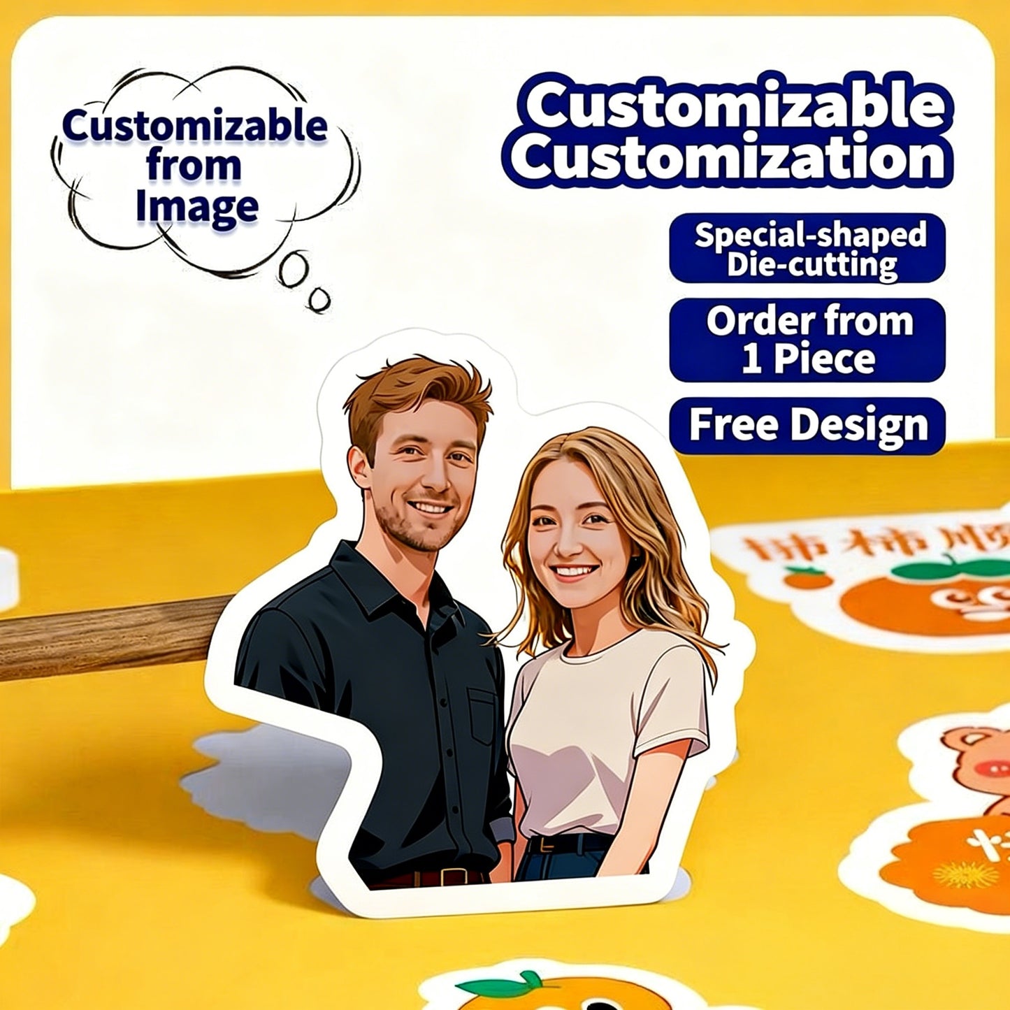 Custom Printed Stickers, Custom Anime Meme Square Photo Stickers, Self-Adhesive Custom Picture Photobooth Stickers Upload Your Own Image