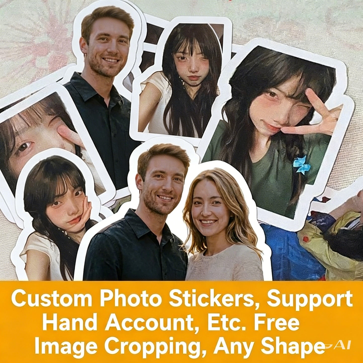 Custom Printed Stickers, Custom Anime Meme Square Photo Stickers, Self-Adhesive Custom Picture Photobooth Stickers Upload Your Own Image
