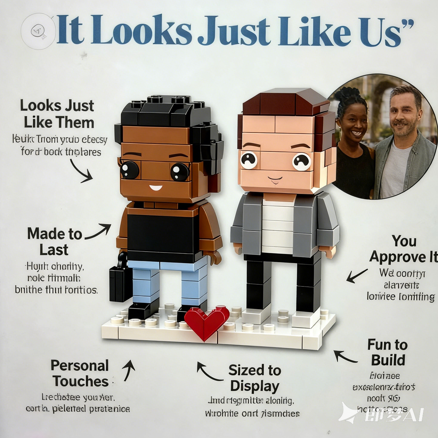Custom Couple Brick Mini Figures from Your Photo