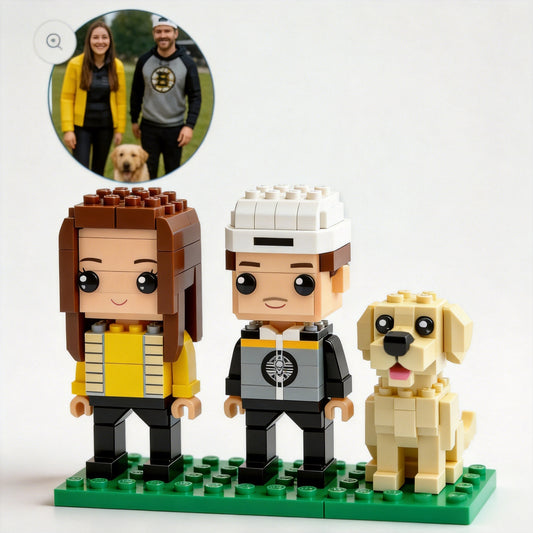 Custom Pet Photo Gifts – Personalized Mini Figures of Couple with Pet