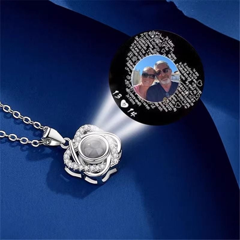 Personalized 100 Languages I Love You Photo Projection Clover Necklace S925 Silver Custom Image Memory Jewelry Gift